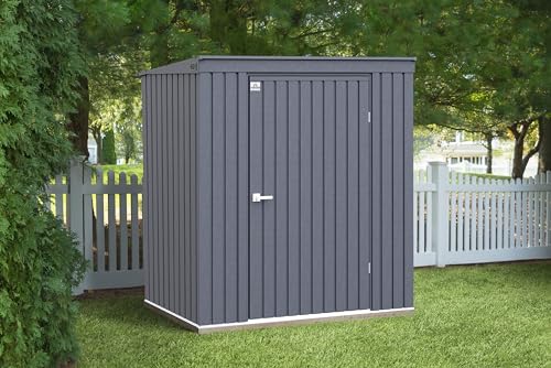 Arrow Shed Elite 6' x 4' Tall Outdoor Steel Storage Shed with High Gable and Lockable Doors Storage Building with Pent Roof, Anthracite Arrow