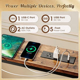 Huuger 118 Inch Sofa Table with Power Outlets and USB-C Ports, 5.9 Inch Narrow Entryway Table, Behind Couch Table with Storage, Extra-Long Console Table, Living Room, Rusitc Brown Huuger