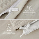 Bedsure Luxury Waffle Duvet Cover Queen Size - Textured Duvet Cover Set, Soft, Breathable Bedding Set (90"x90") with 2 Pillow Shams for All Season, Linen, Comforter Sold Separately Bedsure
