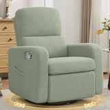 AEMEIOS Swivel Rocker Recliner, Oversized Manual Boucle Nursery Glider Rocking Recliner Chair with Removable Cushion, Upholstered Swivel Reclining Chair for Nursery Living Room Bedroom, Teddy Green