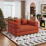 BSHOMGI Folding Sofa Bed, 4 in 1 Convertible Sofas to Lounger Comfy Single Bean Bag Chair Floor Portable Foldable Sleeper Lazy Futon Couch Chair for Bedroom, Living Room (Orange, 53.15" Double Sofa) BSHOMGI