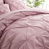 Ubauba 7pc Full Size Comforter Set with Sheets, Pinched Pleat 7 Piece Bed in a Bag Blush Bed Set with Comforter, Pintuck All Season Bedding Sets (Pink,Full) Ubauba