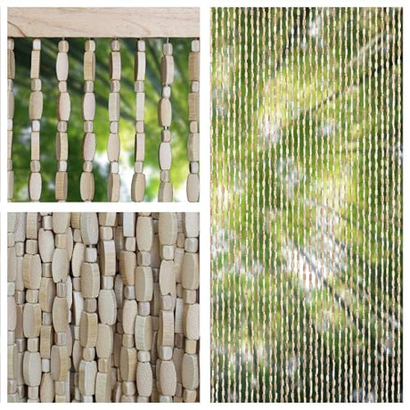 Transcosy Bamboo Beaded Curtain for Doorways Handmade Door Beads Boho Beaded Room Doorway Curtain Natural Wood Divider for Closet Entrance Window Decor (Nature, 90×190cm/35×75in) Transcosy