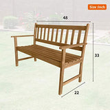 Dkeli Sturdy Acacia Wood Outdoor Bench with Armrests - Ideal for Garden, Patio, and Park Decor Dkeli