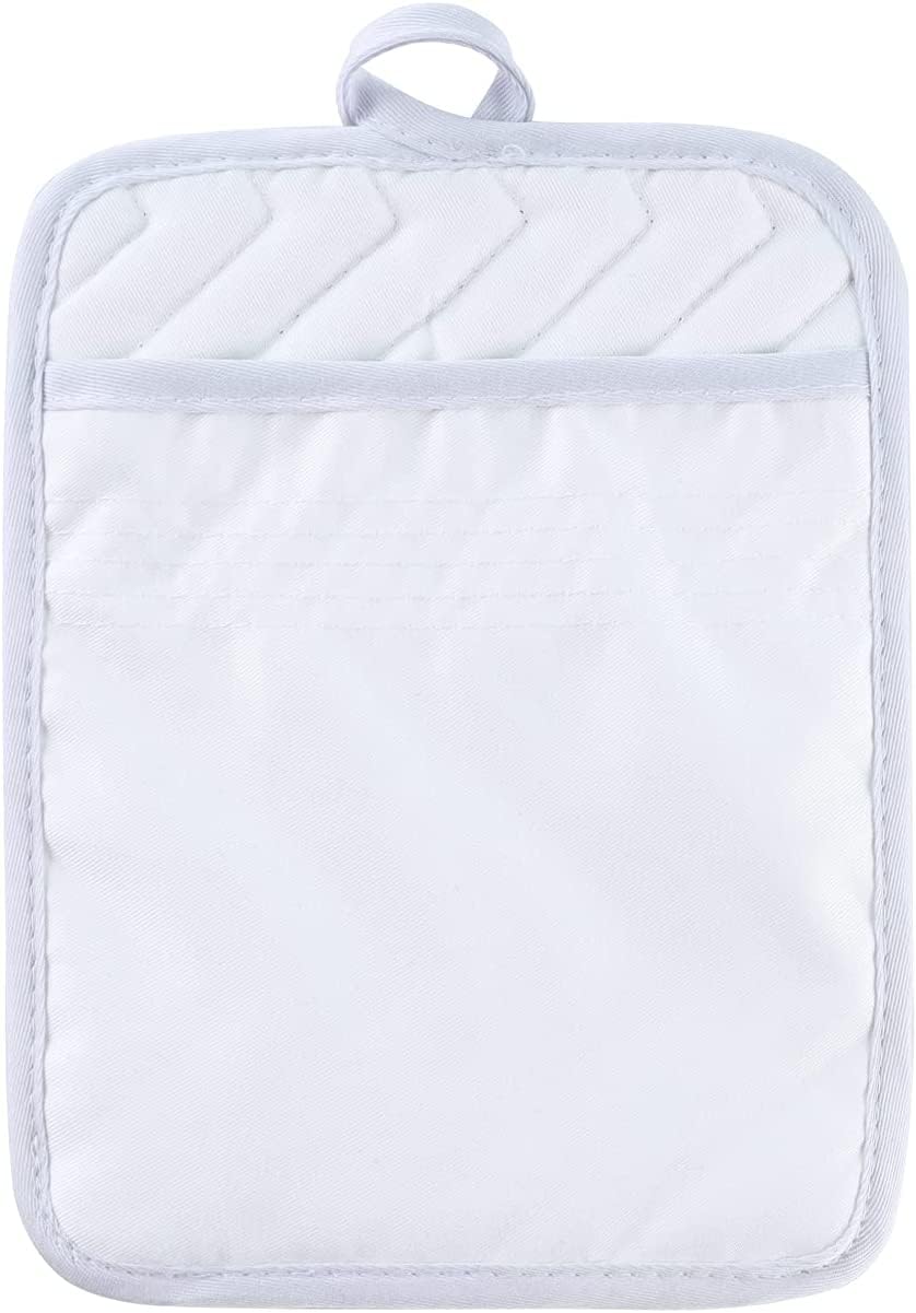 Sublimation Blanks 9"x7" Polyester/Cotton White Pot Holders with Sublimation Pocket DIY Set of 6