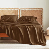 Bedsure Full Size Bed Sheets, Cooling Sheets, Rayon Derived from Bamboo, Breathable & Soft, Deep Pocket Up to 16 Inches, Hotel Luxury Silky Bedding for Hot Sleepers, Brown Bedsure