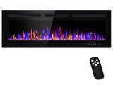 BETELNUT 50" Electric Fireplace Wall Mounted and Recessed with Remote Control, 750/1500W Ultra-Thin Wall Fireplace Heater W/Timer Adjustable Flame Color and Brightness, Log Set & Crystal Options BETELNUT