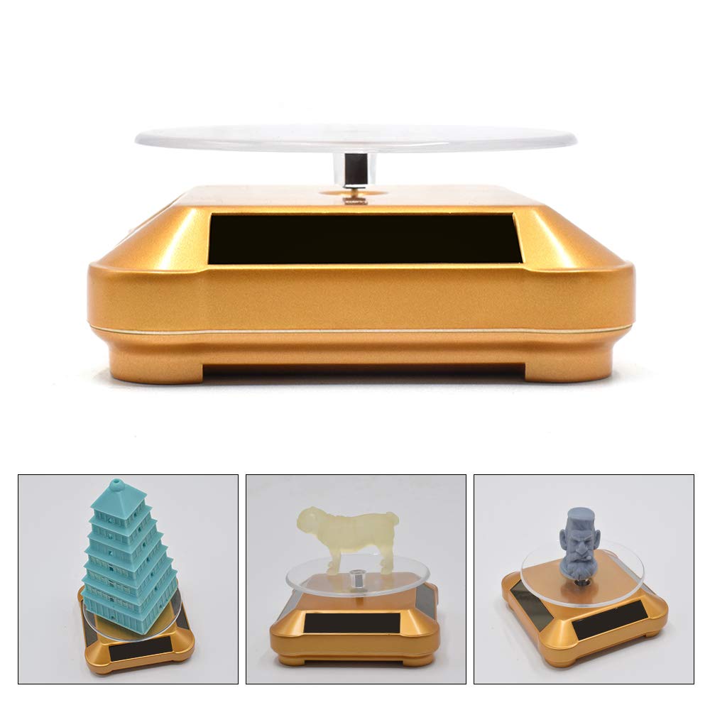FASTTOBUY Solar Display Stand Turntable, Double Used Rotating Display for UV Resin Curing Light LCD/SLA/DLP 3D Printer Solar Power Jewelry Spinner Watch Hobby Collection Shelf FASTTOBUY