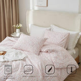 MKXI Luxury Comforter Set Leopard Print King Size Comforter Set Animal Cheetah Pattern Pink White Floral Bed Comforter Cute Leopard Aesthetic Comforter Bedding Set for All Season MKXI
