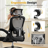 FINATI Drafting Chair, Tall Office Chair for Standing Desk, Ergonomic High Back with Headrest, Lumbar Support, Foot Ring and Flip-up Armrests, Black FINATI