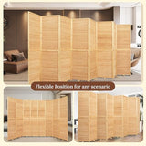 Bamboo Room Divider 8 Panel Wall Divider, 142'' W x 67'' H Folding Design with Extra Stable Base, 100% Bamboo Room Divider Screen for Room Separation, Chinese Room Partitions and Dividers Freestanding HOMSCREENER