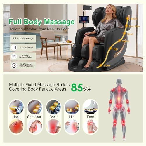VUYSUYVY Upgraded Massage Chair Full Body, Zero Gravity Massage Chair Recliner- 10 Fix Points, 2026 Shiatsu Massage Chairs with Heat, Airbags, Foot Massage, 6 Auto Modes, Bluetooth Speaker VUYSUYVY