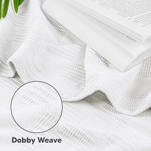 Utopia Bedding White 100% Cotton Blanket [Twin Size - 90x72 Inch] 350GSM Lightweight, Soft and Breathable Thermal Dorm Bed Blanket for All Seasons Utopia Bedding