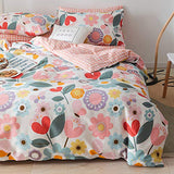 Floral Duvet Cover Twin, 100% Cotton 3 pcs Twin Flower Bedding Set, Garden Reversible Duvet Cover, with Zipper Closure, Breathable (No Comforter) CottonLife