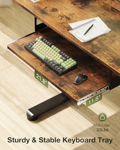 Casaottima Electric Standing Desk with Keyboard Tray, 40 Inch Height Adjustable Small Table, Sit Stand Table, Writing Computer Desk for Home, Office, Workstation, Rustic Brown Casaottima