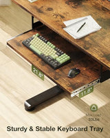 Casaottima Electric Standing Desk with Keyboard Tray, 40 Inch Height Adjustable Small Table, Sit Stand Table, Writing Computer Desk for Home, Office, Workstation, Rustic Brown Casaottima