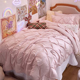 Bedsure Twin Comforter Set Pink for Women - Bed in a Bag Twin Size Bedding 5 Pieces, GentleSoft™ Pintuck Bed Set Gift for Family, Pinch Pleat Pink Comforter with Sheets, Pillowcase & Sham Bedsure