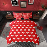 Erosebridal Red White 7 Pcs Comforter Set Twin Cute Heart Pattern Bed in a Bag for Kids Boys Girls Valentine Day Quilt Cartoon Love Geometric Sheet Set Love Heart Soft Warm Bedding Set Bedroom Decor Erosebridal