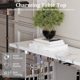 AUZ 55" White and Silver Console Table, Luxury Living Room Sofa Table, Modern Rectangle Console Table for Entryway, Living Room, Office, Foyer, Front Hall, Hallway AUZ