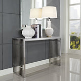Modway Gridiron Contemporary Modern Stainless Steel Console Table, Silver Modway