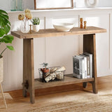 HOKYHOKY Solid Wood Console Table, 43.3" Farmhouse Entryway Table with Storage Shelf, Rustic Narrow Skinny Behind Couch Sofa Table for Living Room, Hallway, Entryway, Foyer, Brown HOKYHOKY
