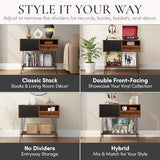 Large Mid Century Modern Record Player Stand with Vinyl Storage Holds Up to 200 Albums - Walnut Console Table for Turntables, Living Room, and Entryway | Record Player Table MAISON LEON