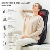 Snailax Shiatsu Back Massager with Heat -Deep Kneading Massage Chair Pad with Adjustable Intensity, Shiatsu Chair Massager to Relax Full Body Muscle，Gift for Mother Snailax