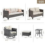 ovios Patio Furniture Set, 7 Piece Outdoor Wicker Sofa with Swivel Rocking Chairs, Loveseat and Comfy Cushions, High Back Rattan Couch Conversation Set, Beige ovios