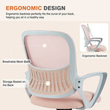 Sweetcrispy Home Office Managerial Executive Chair with Ergonomic Design, Mid-Back Mesh Swivel, Comfortable Lumbar Support, Comfy Arms for Bedroom,Study,Student Sweetcrispy