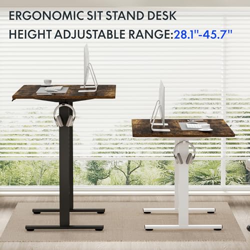 FLEXISPOT EN1 Electric Stand Up Desk 55 x 28 Inches Whole-Piece Desktop Ergonomic Memory Controller Height Adjustable Standing Desk (Black Frame + 55" Rustic Brown Desktop, 2 Packages) FLEXISPOT