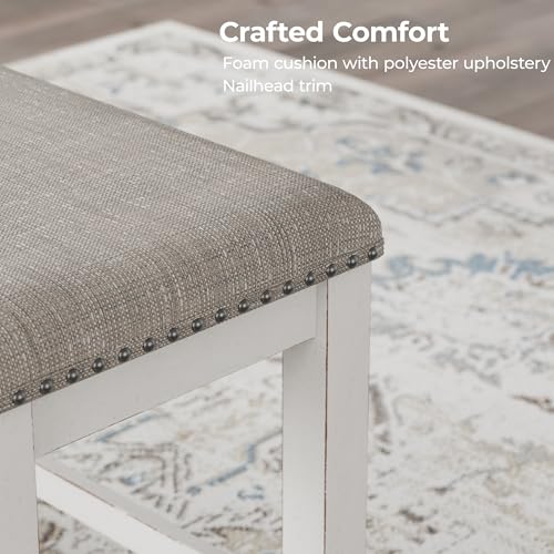 Signature Design by Ashley Robbinsdale 49" Counter Height Dining Bench, Antique White Signature Design by Ashley