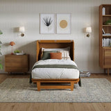 AFI, Santa Fe Twin Murphy Bed Chest with 6" Mattress & Built-in USB Charger, Light Toffee AFI