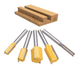 Bestgle Set of 5 Piece Straight Dado Router Bit Set ,Double Flute Straight Bit Carbide Wood Milling Cutter Woodworking Tools, Cutting Diameter 1/4",3/8",1/2",5/8",3/4"(Yellow, 1/4-Inch Shank ) Bestgle