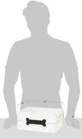 Red Co. 12” x 9” Distressed Wood Crate Dog Toy Storage Box with Handles and Chalkboard, White Red Co.