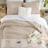 Homelike Moment Fluffy Comforter Set Queen Size, Beige Warm Fleece Comforter Full Size Bed Set for Winter 3 Piece Homelike Moment