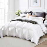 Globon King Size Down Comforter - All Season Duvet Insert with Medium Warmth, Soft and Noiseless Shell,8 Corner Tabs, and Machine Washable - White Globon