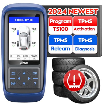XTOOL TP150 TPMS Programming Tool, Universal TPMS Tire Sensor Relearn/Reset/Activate/XTOOL TS100 Sensor Programmer, Tire Pressure Monitor System Diagnostics Tool