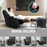 LEVELEVE Rocking Recliner Chair, Massage Rocker Recliner Chair with Vibration Massage and Heat, 360° Swivel Recliner Chairs, Living Room, Bedroom, Nursery, RV, Black