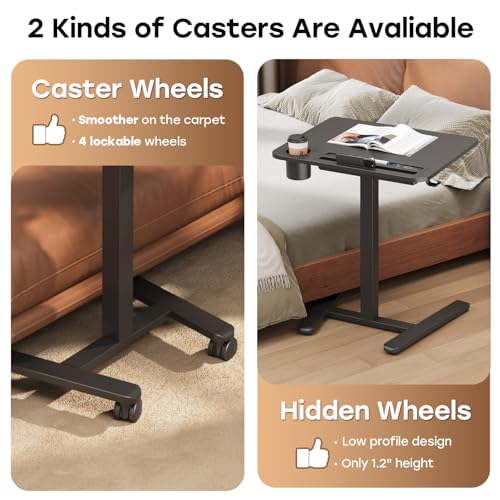 JYLH JOYSEEKER Mobile Small Standing Desk with Drawer, 23.6"x19.7" Rolling Laptop Cart on Wheels, Height Adjustable Sit Stand Computer Workstation with Storage for Compact Space, Black JYLH JOYSEEKER