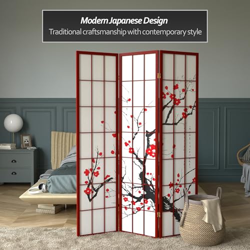 Red Lantern 6 ft. Tall Flower Blossom Divider - Rosewood - 3 Panels Red Lantern