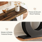 Tribesigns 63-Inch Console Sofa Table, Rustic Industrial Farmhouse Entryway Table, Narrow Long Couch Console Behind Sofa with Black Circle Base for Living Room Hallway, Rustic Brown Tribesigns