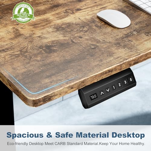 DUMOS 40 Inch Electric Standing Desk Height Adjustable, Sit to Stand Up Computer Workstations Work PC Table Home Office Study Writing Gaming Desks with Memory Presets for Walking Pad, Bedroom, Rustic DUMOS