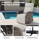 Belord Dual-Adjust Outdoor Swivel Recliner Chair – Reclining Patio Chair with Adjustable Backrest and Footrest, All-Weather Wicker Chaise Lounge Chair Outdoor for Pool Deck Brown (Upgraded 2.0)