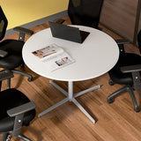 Bush Business Furniture 42-inch Round Conference Table with Metal Base, Circular Meeting Room Desk for 4 Users, White Bush Furniture
