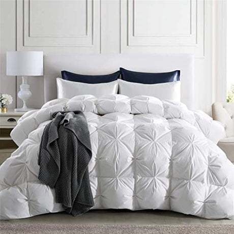 puredown® Goose Down Comforter Twin Size 800 Fill Power, 100% Cotton All Season Duvet Insert 700 Thread Count, Cloud Fluffy Pinch Pleat Extra Warmth puredown