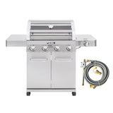 Monument Grills Larger Convertible 4-Burner Natural Gas Grill Stainless Steel Cabinet Style Propane Grills with Conversion Kit(2 Items) Monument Grills