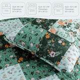 Exclusivo Mezcla Reversible Boho Quilts Twin Size, Green Bedspreads Lightweight Coverlet All Season Patchwork Quilt Bedding Set with Printed Floral Pattern (1 Quilt, 1 Pillow Sham) Exclusivo Mezcla