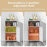 Tangkula White Freestanding Bathroom Storage Cabinet with Adjustable Shelf Tangkula