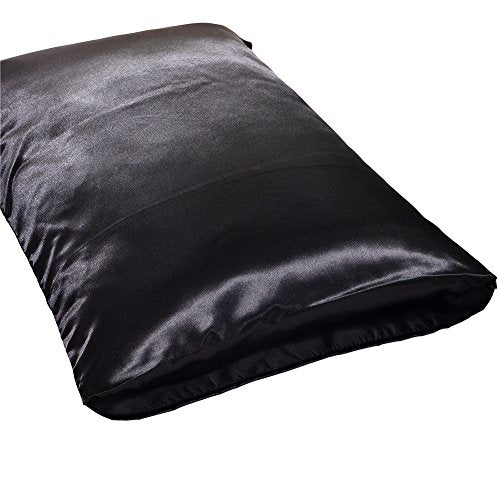 DREFEEL Hotel Quality Solid Silver Black Duvet Cover Set Twin/Single Size Silk Like Satin Bedding with Hidden Zipper Ties Breathable Stain Resistant Quilt/Comforter Cover Set DREFEEL