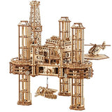 Wood Trick Offshore Rig Platform Wooden 3D Puzzles for Adults and Kids to Build - Interactive Movable Platform - Wooden Models Engineering DIY Wood Trick